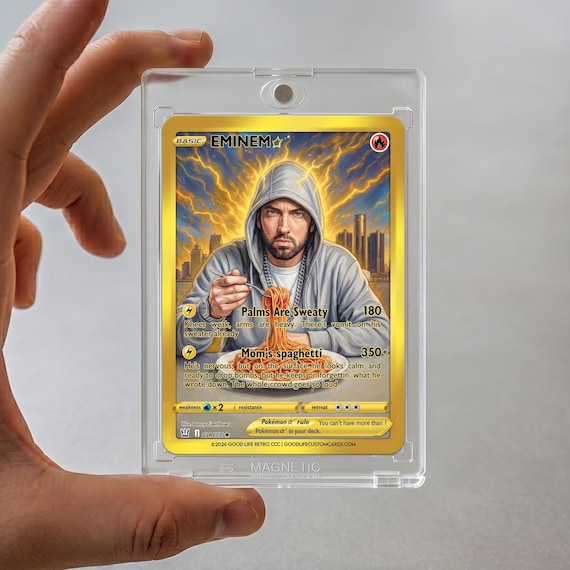Eminem Pokemon Card | Mom's Spaghetti Parody Trading Card | Hip Hop Collector Gift | Limited Edition Holo Card