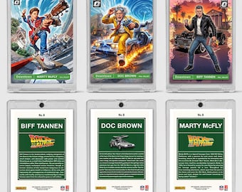 Back To The Future Card Set | Donruss Downtown Homage | Limited Edition 80s Movie Memorabilia Featuring Marty McFly, Doc Brown & Biff Tannen