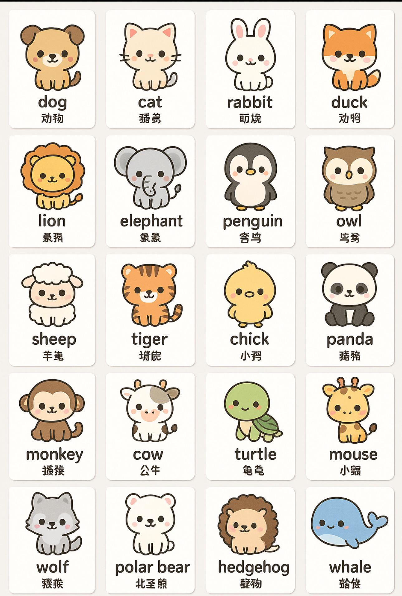 Animal Flashcards for Kids | Printable Black and White Flashcards | Fun ...