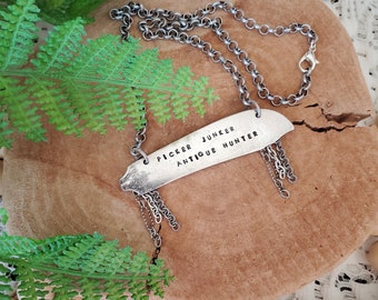 Handmade Necklace / short layering / hand stamped / vintage butter knife / fringe / tassel necklace