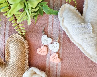 Handmade Earrings / Polymer Clay / Jewelry / Fun , drop / Trendy, dangle / Valentine