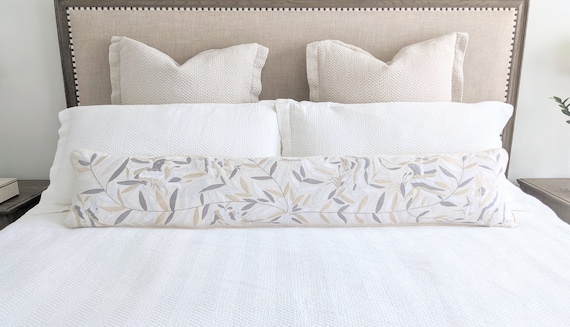 Made-to-Order / Custom Made: Otomí Extra Long Lumbar Throw Pillow Cover Hand Embroidery Decorative Mexican Textile in Neutral Colors