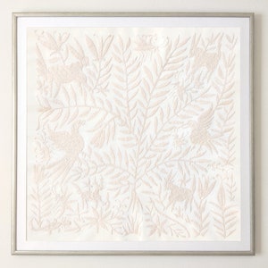 Custom Otomi Hand Embroidered Tapestry - Ivory Mexican Art (Unframed)