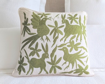 Hand Embroidered Pillow  Otomi Pillow  Pillow with Insert VIDA