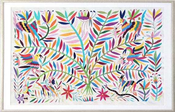 Custom Otomi Hand Embroidered Tapestry - Multicolor Mexican Art