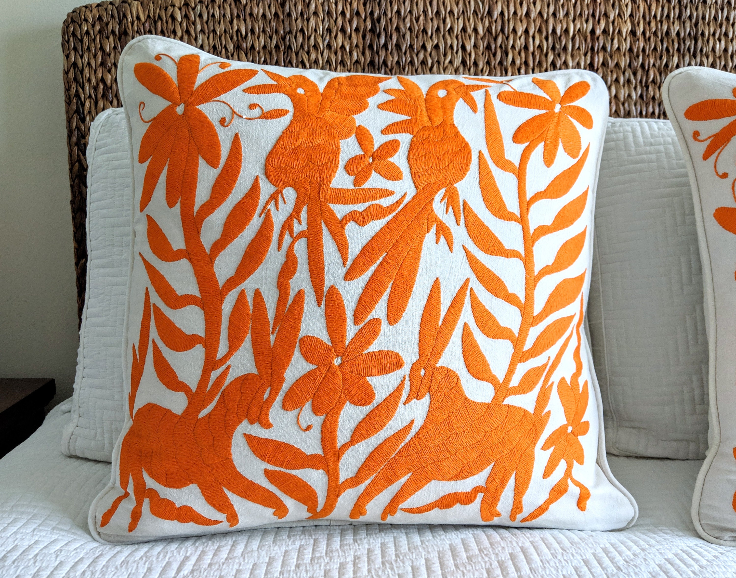 2 Hand Embroidery Decorative Mexican Pillow Covers Case Otomi Throw