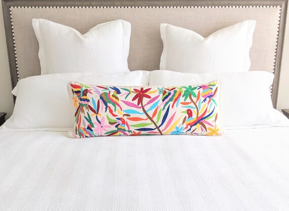 Made to order Custom Made Otomi Long Lumbar Throw Pillow Cover Hand Embroidery Decorative Mexican Textile in Multicolor Etsy Canada