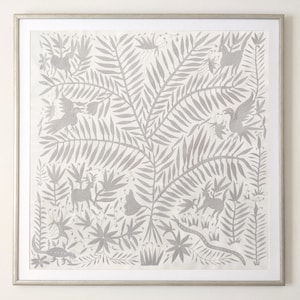 Custom Otomi Hand Embroidered Tapestry - Gray Mexican Art (Unframed)