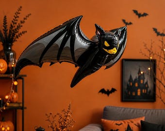 Large Black Bat Balloon, Halloween Party Decor, Gothic Birthday Decoration