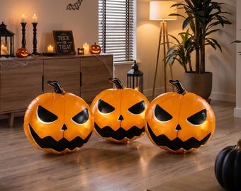 Set of 3 Giant Pumpkin Balloons, Halloween Party Decor