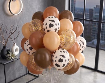 Western Cow Print Balloons, My First Rodeo Birthday Party Decor
