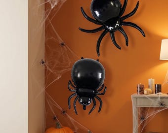 Set of 2 Giant Spider Balloons, Spooky Halloween Party Decor