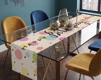 Happy Birthday To You Table Runner, Pastel Party Decor