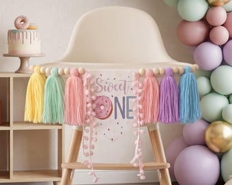 Sweet One High Chair Banner, Donut 1st Birthday Decor