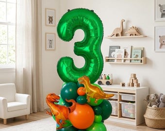 Dinosaur 3rd Birthday Balloon Set, 27 Pcs, Dino Party Decorations for Kids