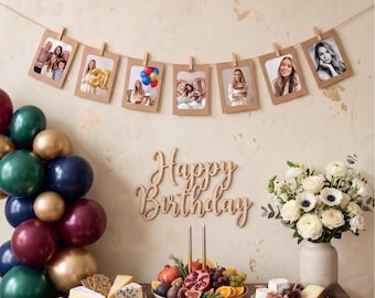 Kraft Photo Banner for 4x6 Pictures, Birthday Garland, Party Decor