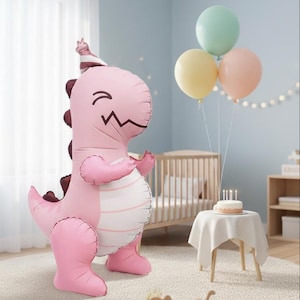 Giant Pink Dinosaur Foil Balloon – Statement Birthday Party Decor