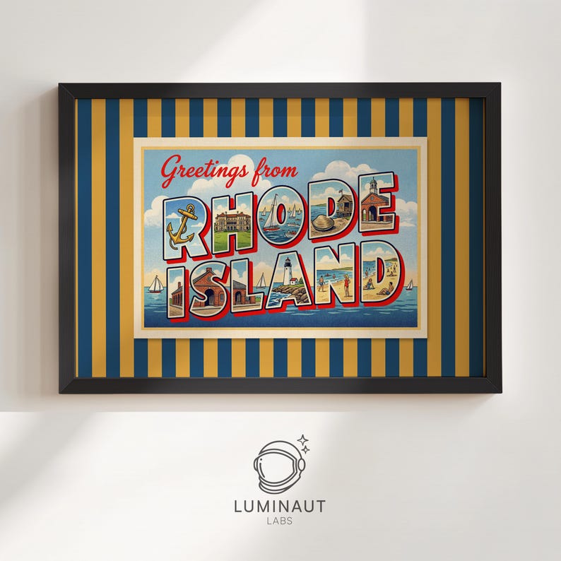 Rhode Island Greetings Postcard Wall Art Print | Sailboats Lighthouse ...