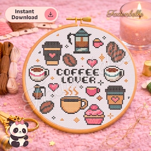 Patrón de punto de cruz "Amantes del café" • Apto para principiantes (Descarga digital)