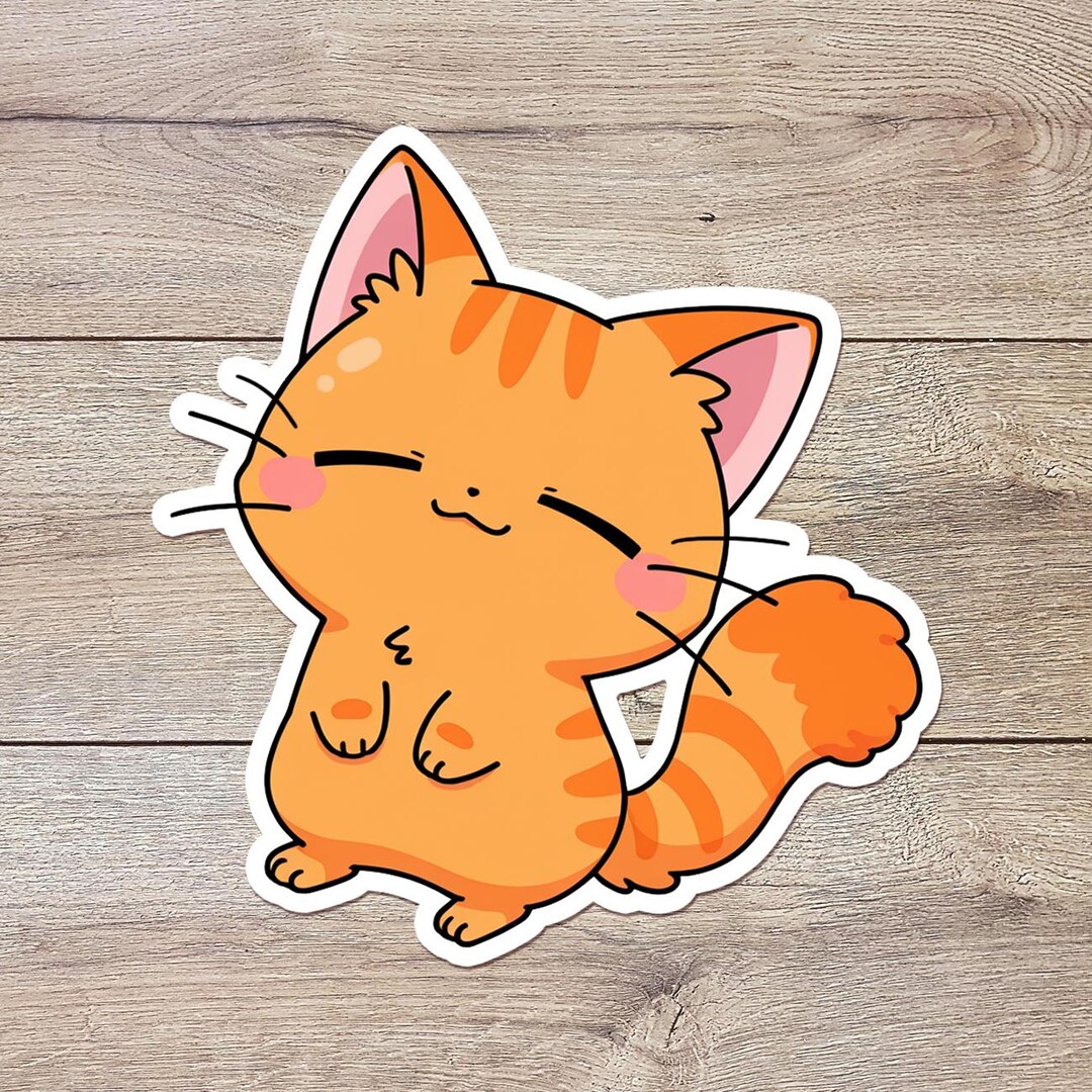 Orange Tabby Cat Sticker | Glossy Vinyl Laptop Decal - Etsy