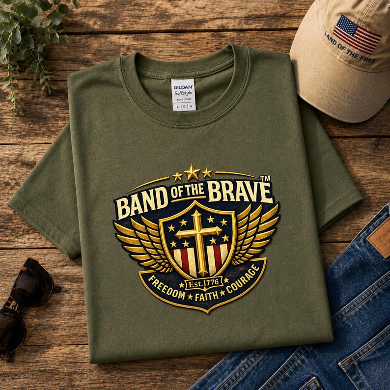 Patriotic Biker T-Shirt, American Flag & Cross, America 250, 1776 Freedom, 4th of July, Front Print Tee image 1