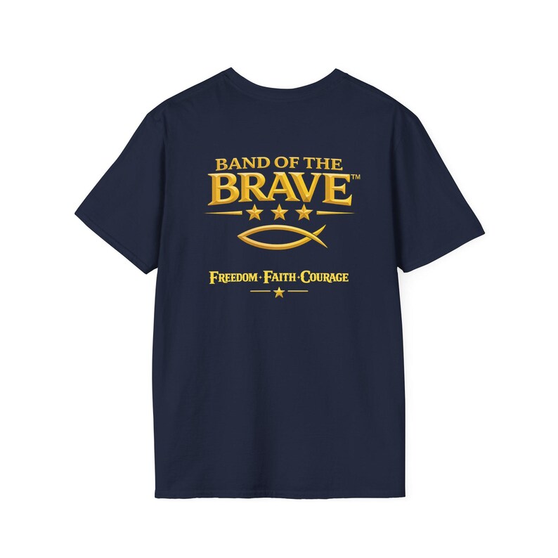 Christian Patriotic T-Shirt, Fish Symbol, America 250, 1776 Freedom, 4th of July, Back Print Tee, Band of the Brave image 12