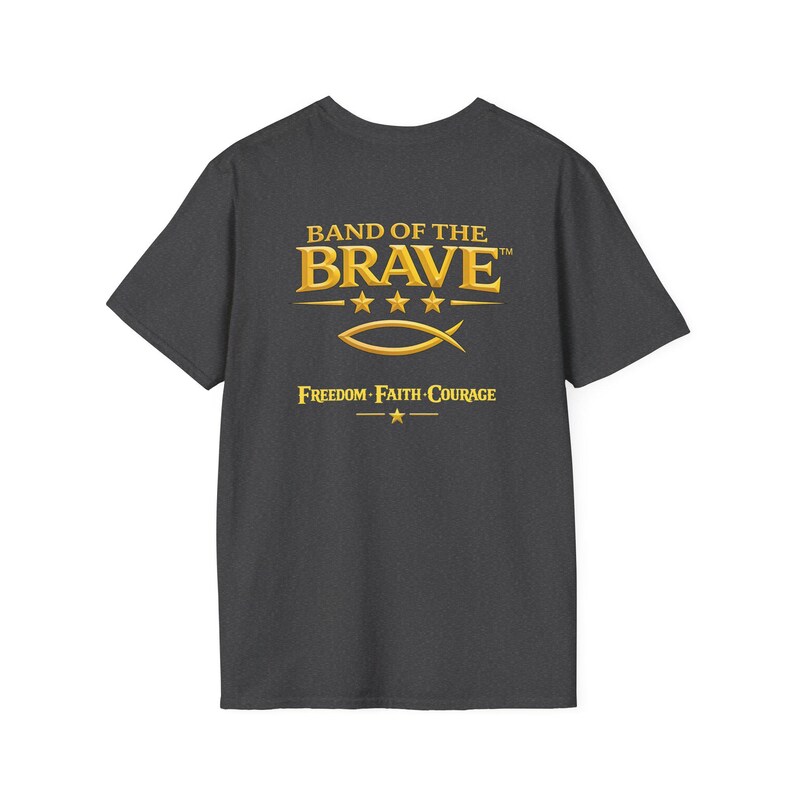 Christian Patriotic T-Shirt, Fish Symbol, America 250, 1776 Freedom, 4th of July, Back Print Tee, Band of the Brave image 13