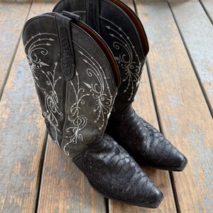 J.B. Dillon Women's 9B Black Genuine Python Snip Toe Western Cowboy Boots