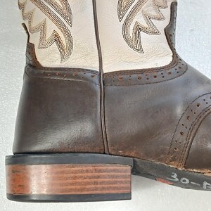 Stivali da cowboy Justin 8.5 EE in pelle bicolore marrone beige rodeo immagine 12