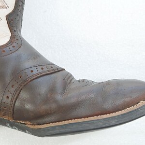 Stivali da cowboy Justin 8.5 EE in pelle bicolore marrone beige rodeo immagine 11
