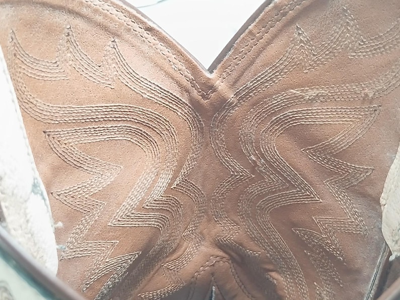 Stivali da cowboy Justin 8.5 EE in pelle bicolore marrone beige rodeo immagine 18