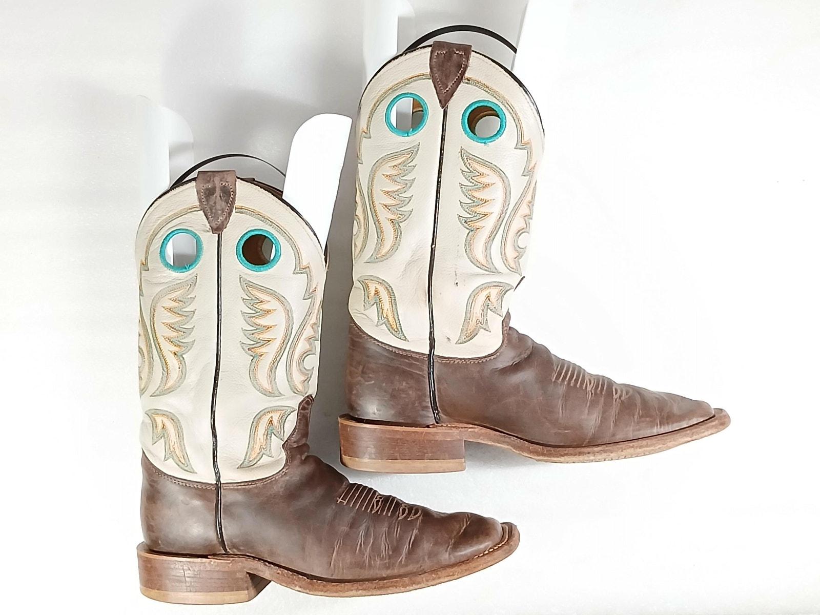Justin Boots Men\'s 8.5 B Western Cowboy Leather Pull On Two Tone Fresh from the box, our new Justin cowboy boots, Men main image 2