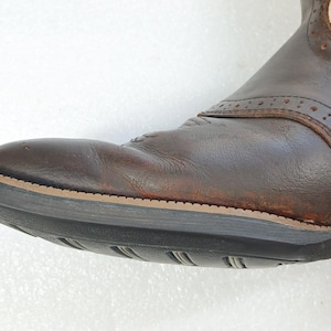 Stivali da cowboy Justin 8.5 EE in pelle bicolore marrone beige rodeo immagine 8