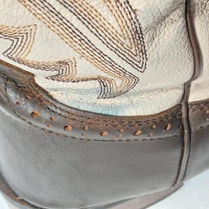 Stivali da cowboy Justin 8.5 EE in pelle bicolore marrone beige rodeo immagine 14