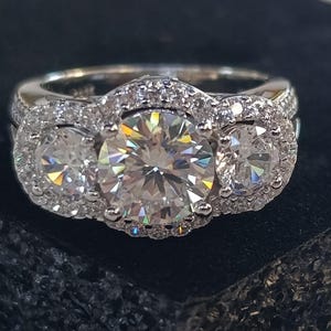 Bague de Mariage Diamant Moissanite 2 carats, Alliance de promesse, Bague Éternité Fiançailles, Argent 925 Plaqué Or, Certifiée GRA
