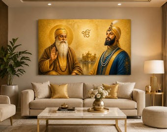 Guru Nanak Dev Ji & Guru Gobind Singh ji-Sikh spiritual Wall Art || Aluminum Print