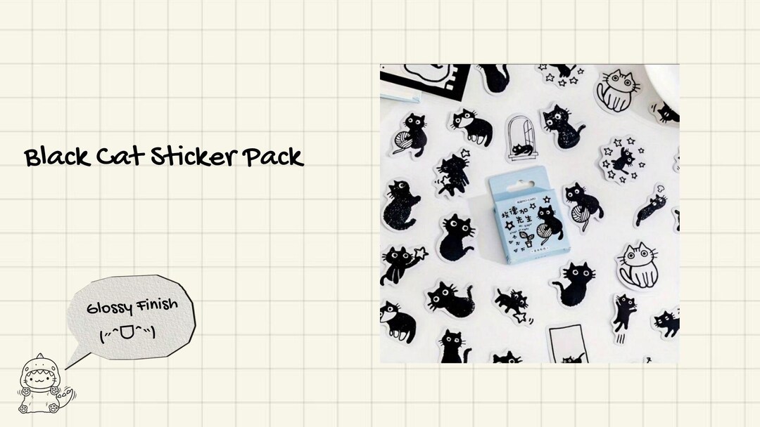 Kawaii Black Cat Sticker Pack Full Set or Surprise Mini Pack - Etsy