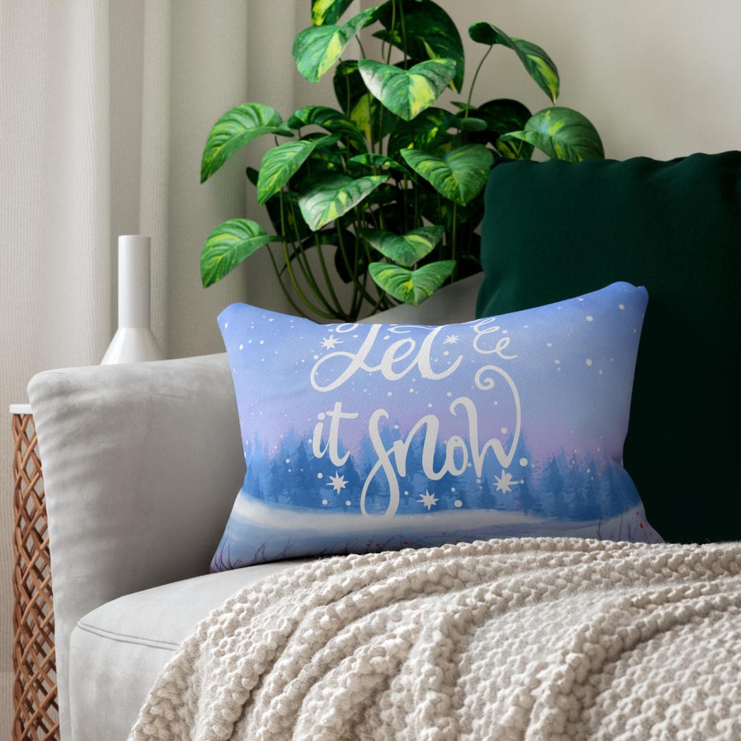Let It Snow Winter Landscape Lumbar Pillow | Snowy Forest Holiday Décor ...