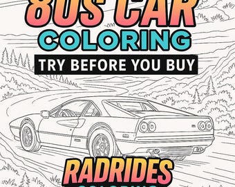 Dibujos para colorear de coches exóticos europeos de los 80: muestra imprimible (pruébalo antes de comprarlo)