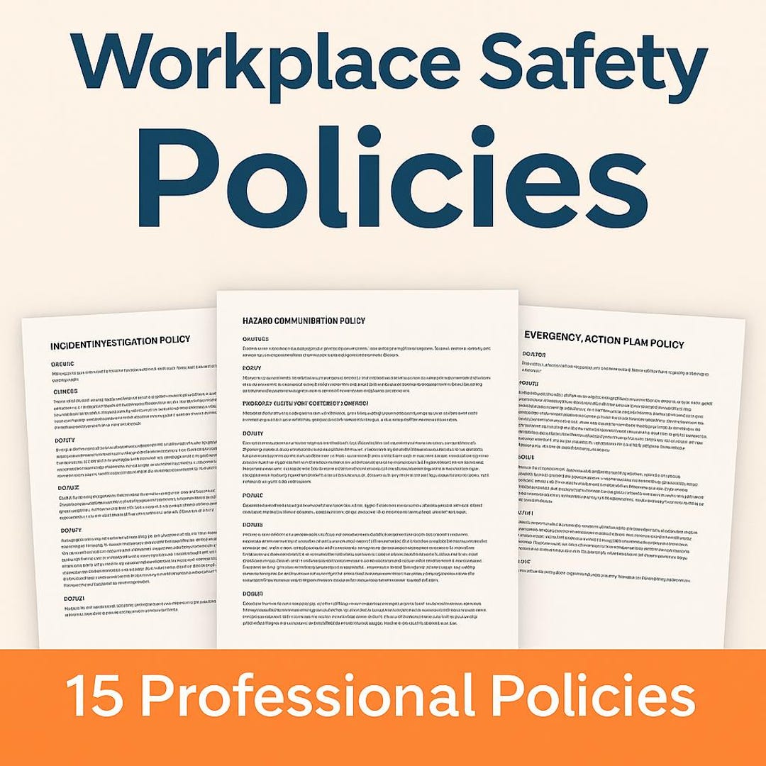 Workplace Safety Policies Bundle • 15 Editable Policies for ...