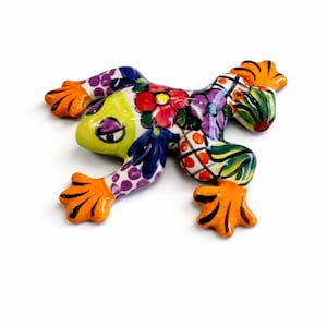 Handcrafted Ceramic Frog Wall Hanging | Salvadoran Talavera Folk Art, Floral Decor