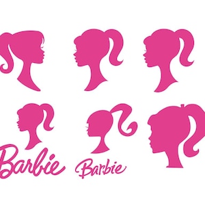 Paquete SVG de Barbie / SVG de cabeza de muñeca rosa / Archivos de corte del logotipo de Barbie / Clipart de princesa para Cricut y Silhouette / Descarga instantánea