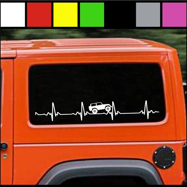 Heart beat EKG for Jeep Wrangler Large - Sticker / Decal for Car, Truck, Laptop 4x4 off road bumper sticker - 4"x24"