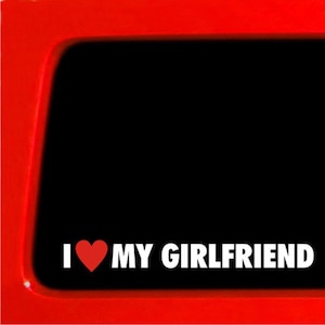 Sticker Connection / I Love My Girlfriend Heart / Woman Funny car Vinilo adhesivo para parachoques para coche, camión, ventana / 1.25 x 8.2 pulgadas (blanco)