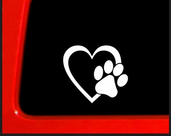 Heart Dog Cat Paw - Sticker / Decal for Car, Truck, Laptops - Sticker Connection