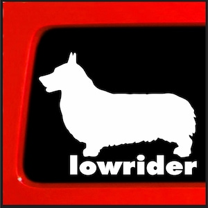 Corgis Lowrider Aufkleber | Autoaufkleber für Auto, LKW, Fenster, Laptop 3,75 "x 4,85" (Weiß)