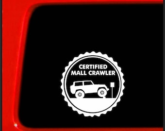 Sticker Connection | Certified Mall Crawler | Bumper Sticker Decal for Car, Truck, Window, Laptop 4"x4" (White)