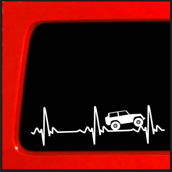 Heart Beat EKG sticker for Jeep Wrangler | Bumper love heart Decal for Car, Truck, Window, Laptop | 2.5"x8" (White)