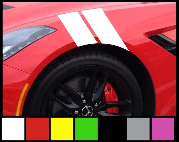 Calcomanías De Vinilo De 4 Pulgadas Para Guardabarros Traseros De Doble Barra, Rayas De Carreras En Ambos Lados, Se Adapta A Chevy Corvette C6 Stingray, Color Blanco