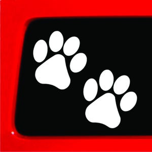 Paw Prints Set | Dog, Cat, Pets, Bumper Sticker Decal for Car, Truck, Window, Laptop | 3&quot;x3&quot; (White)